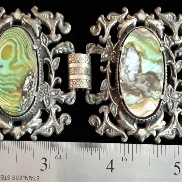 Vintage Abalone 4 Station Cuff - Picture 3 of 6